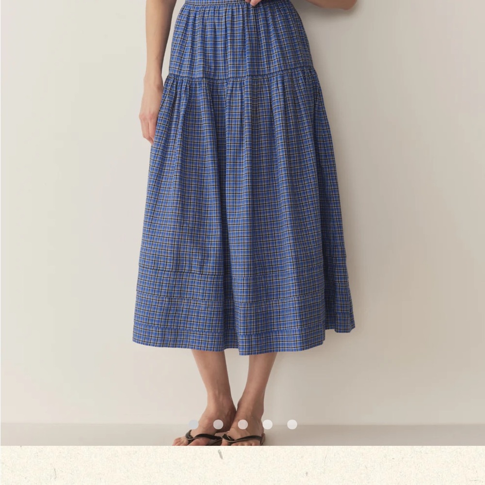 PENDING Doen Blue and White Checkered Skirt